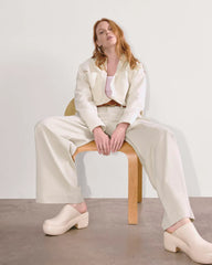 The Draper Pleated Pant in Buttersmooth | Sandstone | 32" Inseam