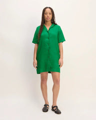 The Shirtdress in Linen | Grass Green