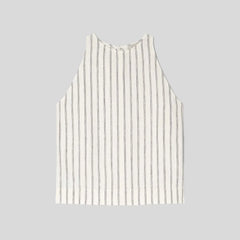 The Linen High-Neck Tank | Black / Canvas Tan