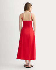 The Seamed Dress in Stretch Linen | Classic Red