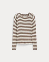 The Luxe Rib Long-Sleeve Crew | Bone / Deep Taupe