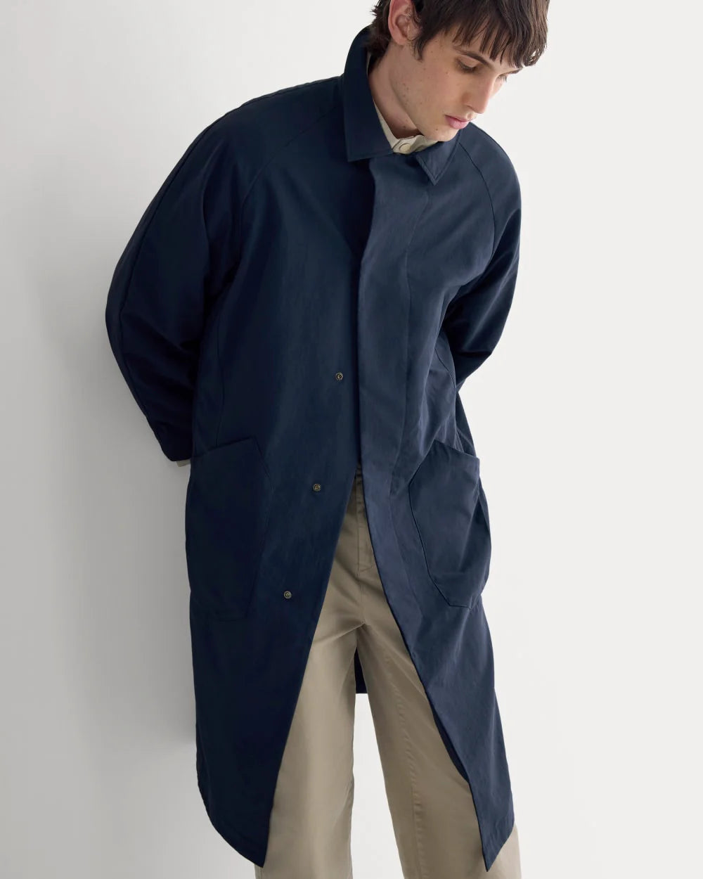 Re:Cycled Nylon Mac Coat | Deep Navy