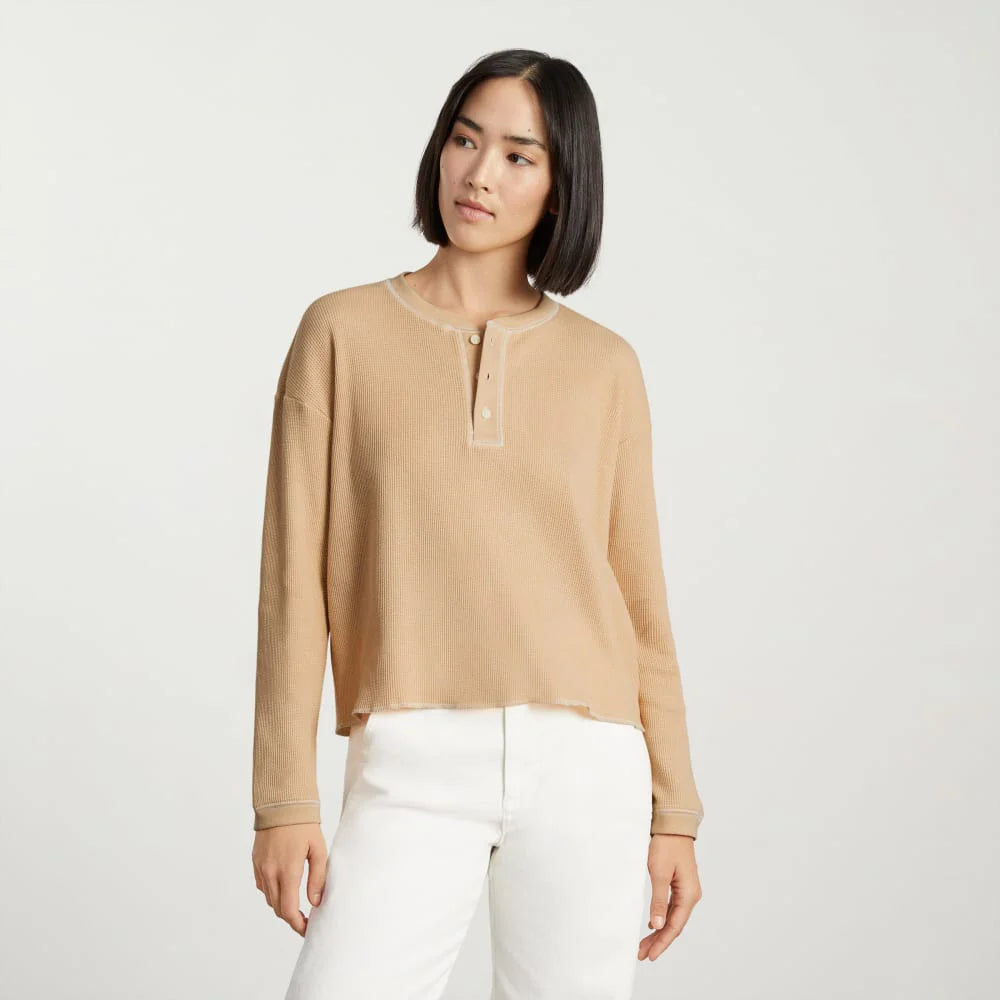 The Organic Cotton Waffle Henley | Sesame
