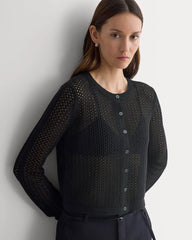 Lace-Knit Cardigan | Black