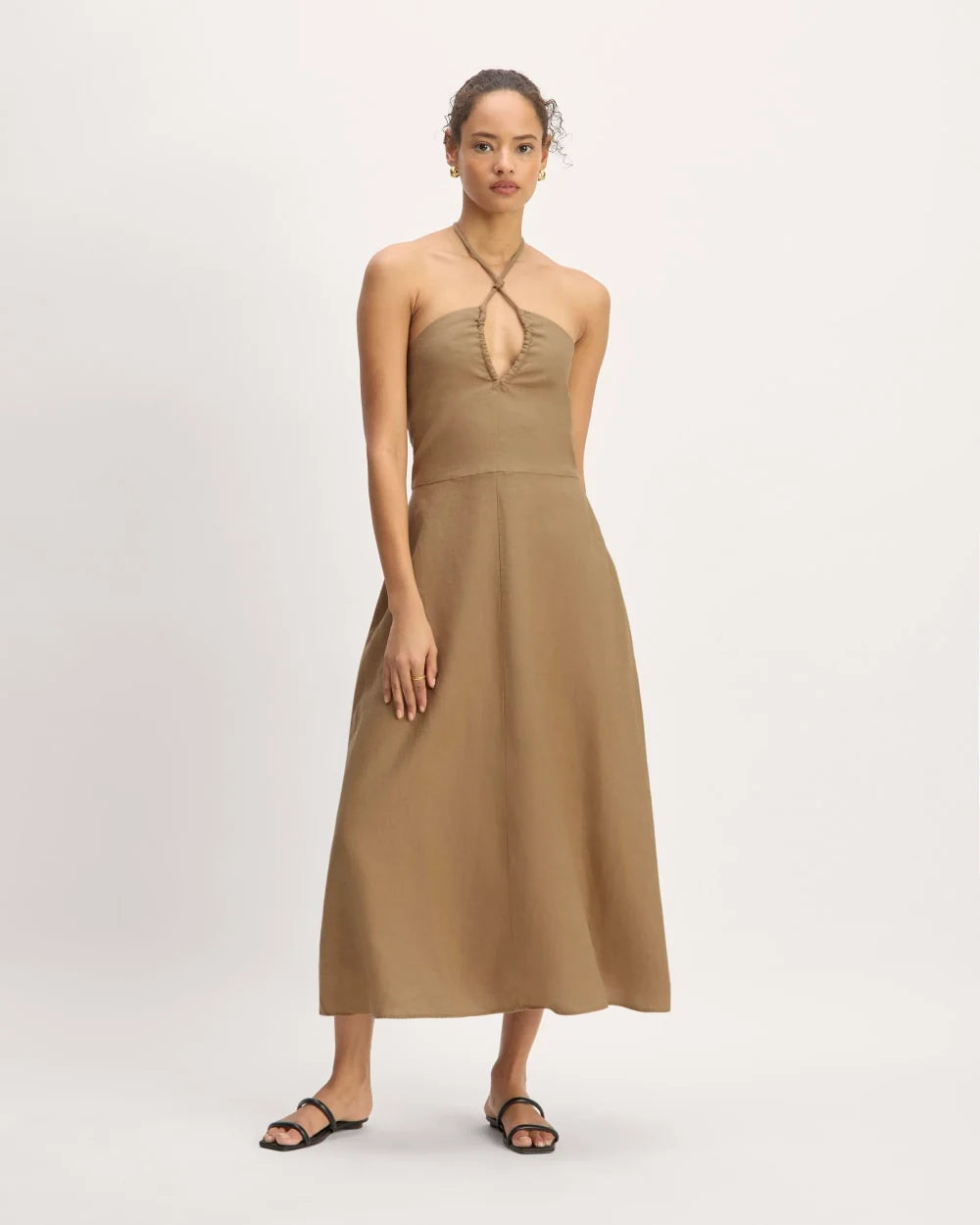 The Linen Halter-Neck Dress | Tiger's Eye