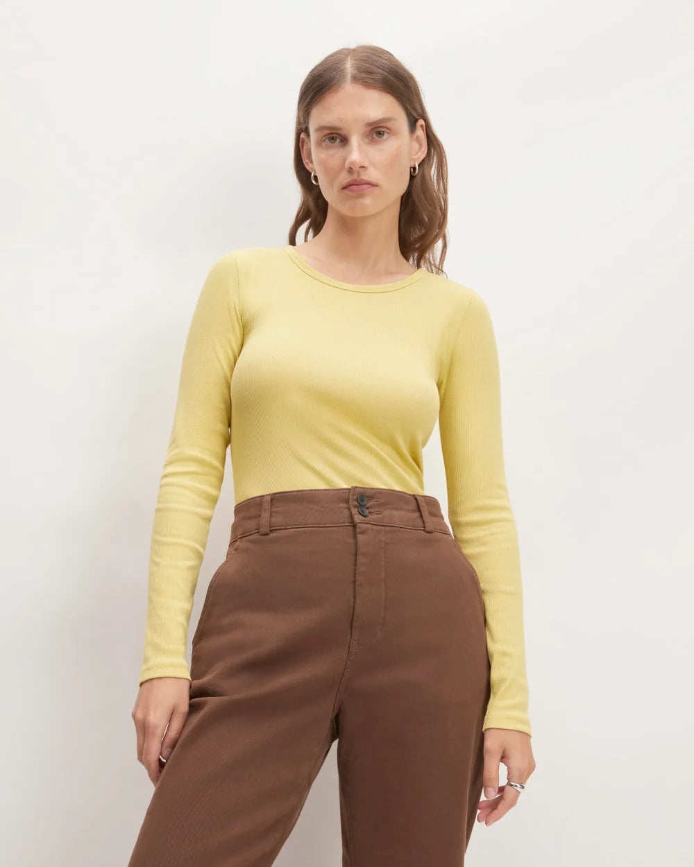 The Luxe Rib Long-Sleeve Crew | Raffia