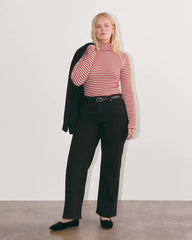 The Luxe Rib Turtleneck | Bone / Berry Red