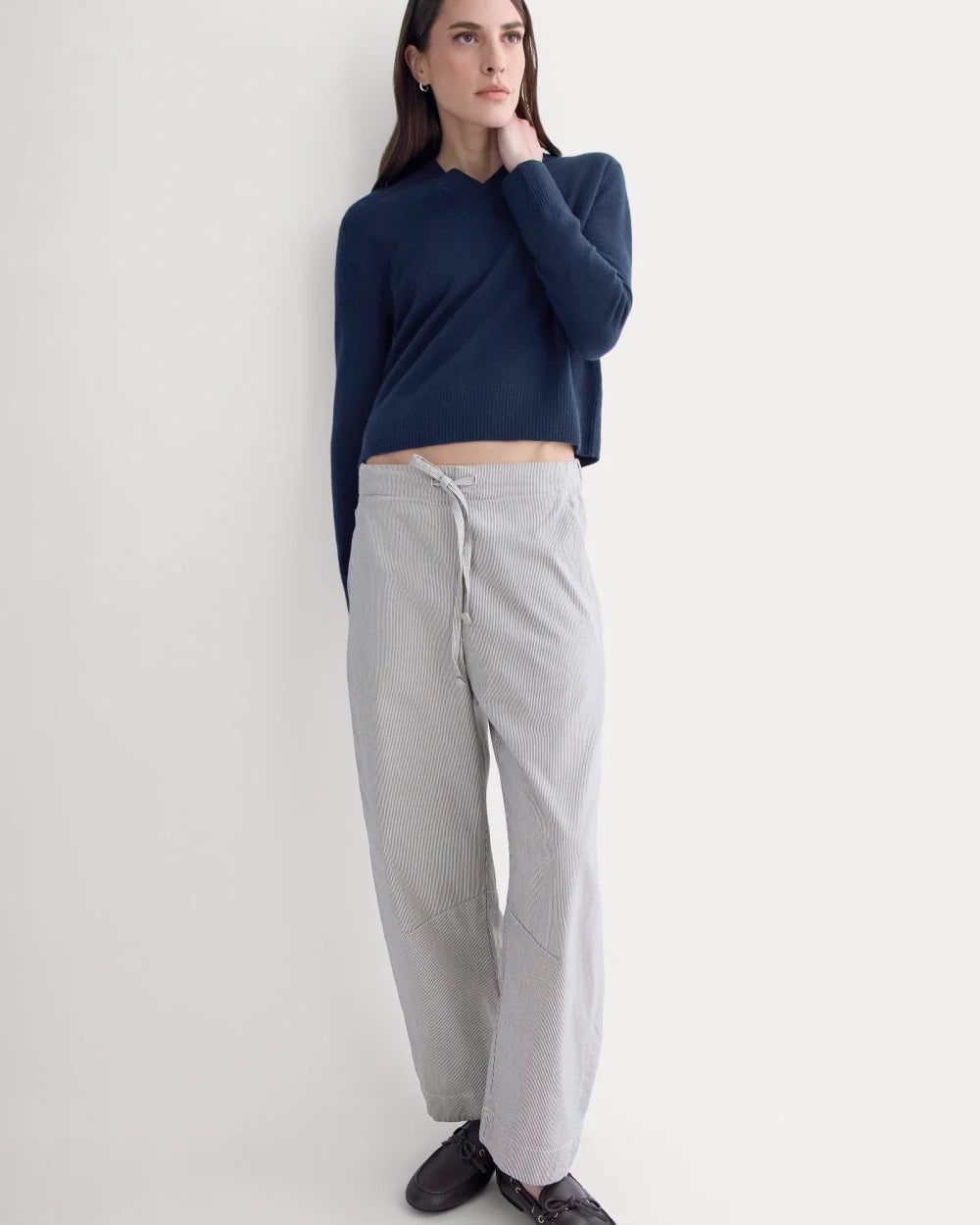 The Easy Barrel Pant | Canvas Tan / Navy
