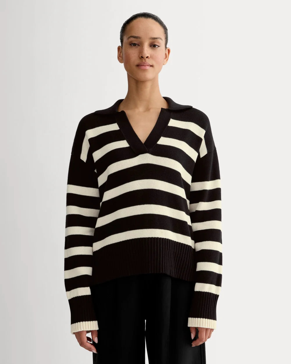 The Boxy Polo in Everyday Cotton | Black / Canvas