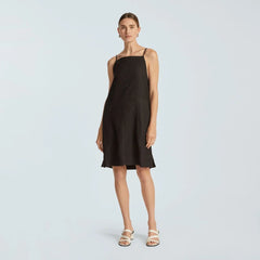 The Linen Apron Dress | Black