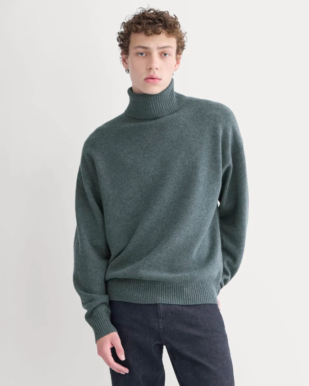 Luxe Merino Relaxed Turtleneck | Heather Midnight Navy