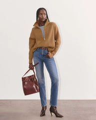 The Half-Zip Sweater in Luxe Merino | Deep Camel