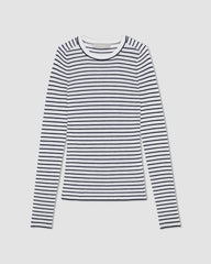 The Long-Sleeve Sweater Tee in Ultrasoft Merino | Bone/Navy