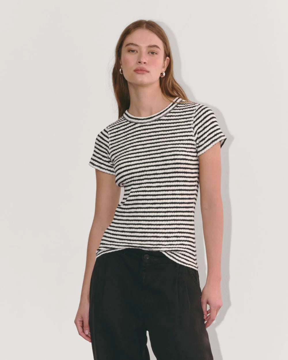 The Cozy Rib Tee | Black / Bone