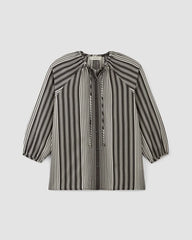 The Gathered Shirt in Butterlite | Black / Bone