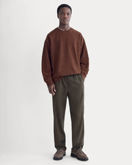 Twill Terry Jacquard Crew Sweatshirt | Dark Mahogany
