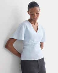 Cinched Top in Stretch Linen | Skywriting