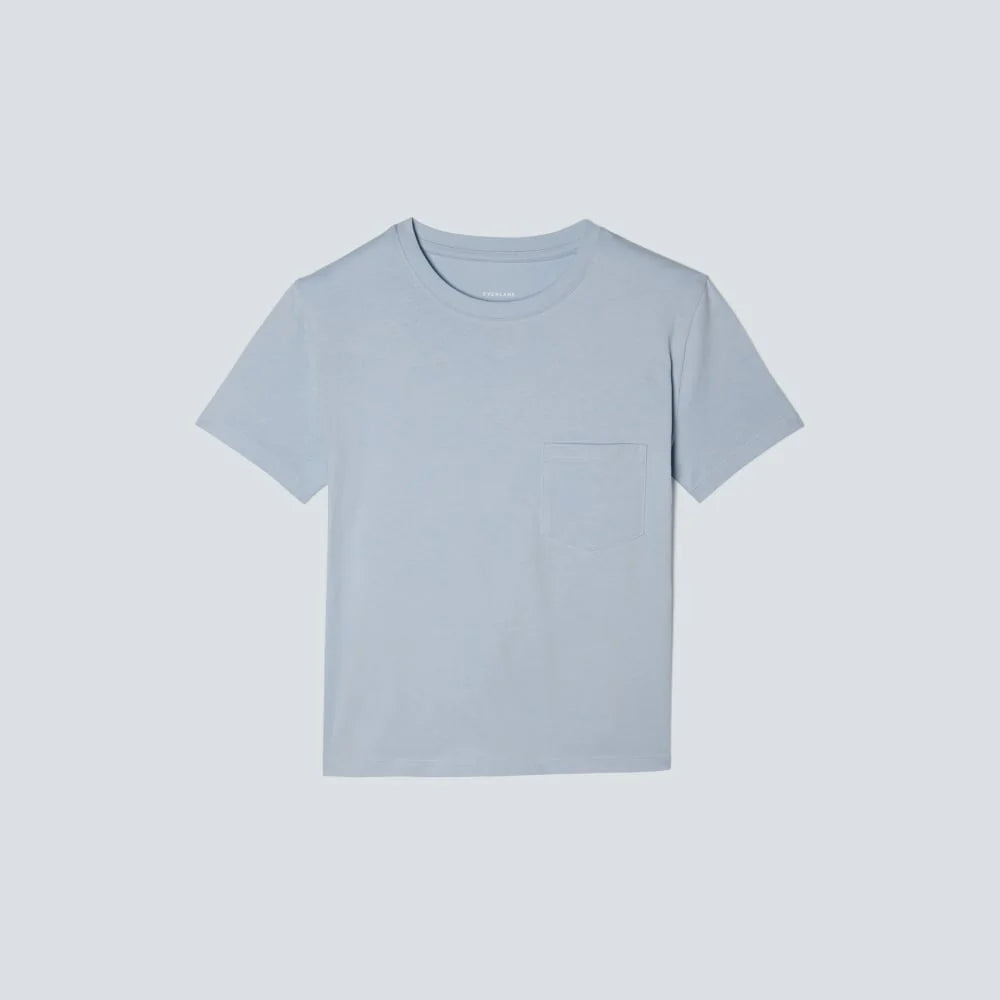 The Box-Cut Tee in Essential Cotton | Mist | Pocket