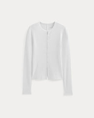 Luxe Rib Button-Up Top | White