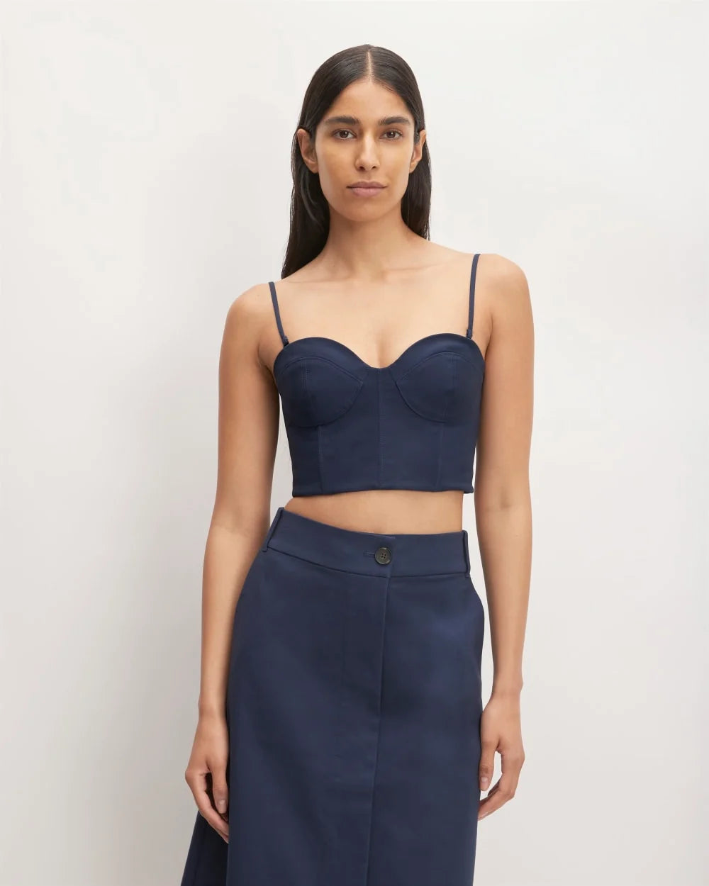The Structured Cotton Bustier | Navy