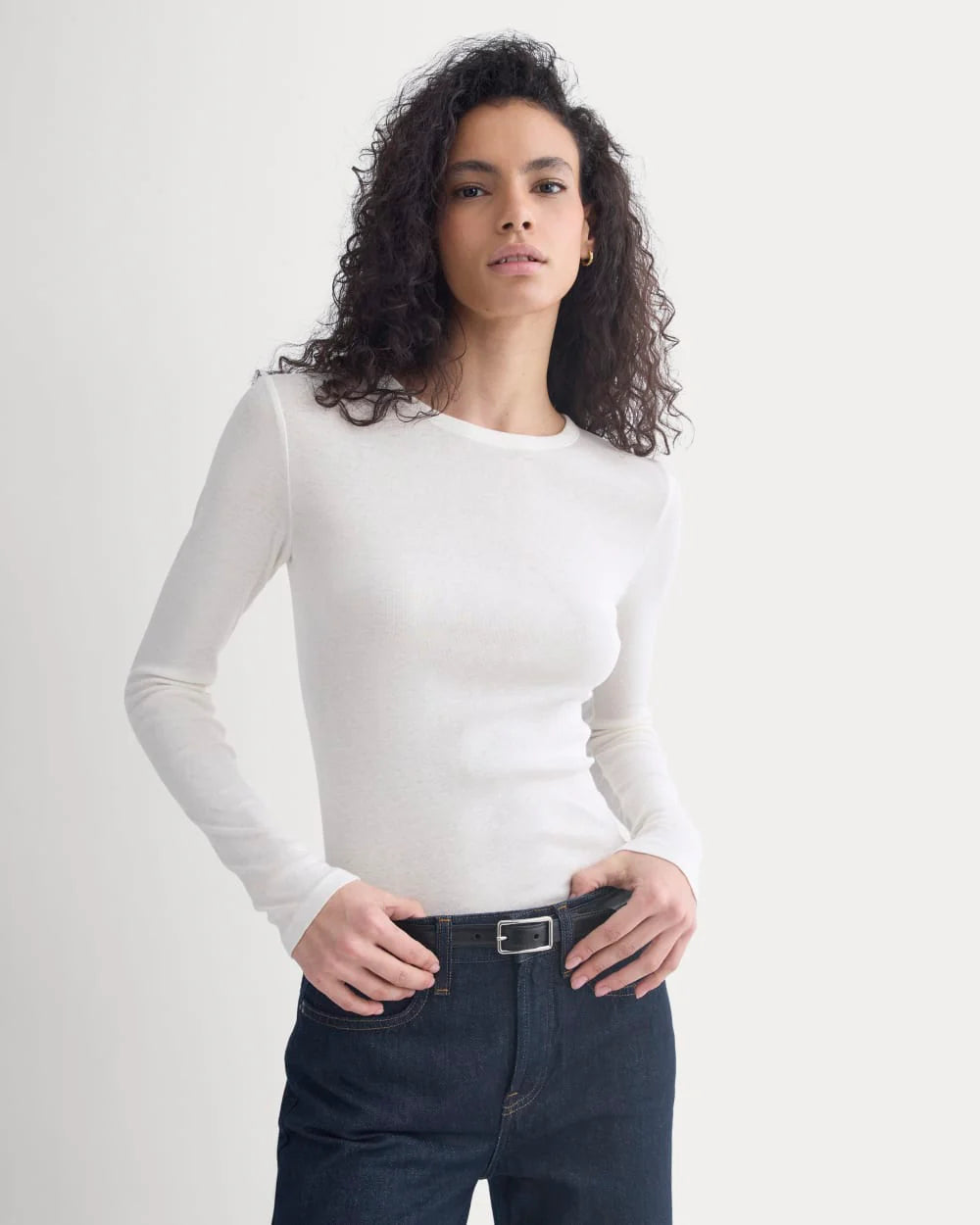 Tissue Long-Sleeve Crew | Bone
