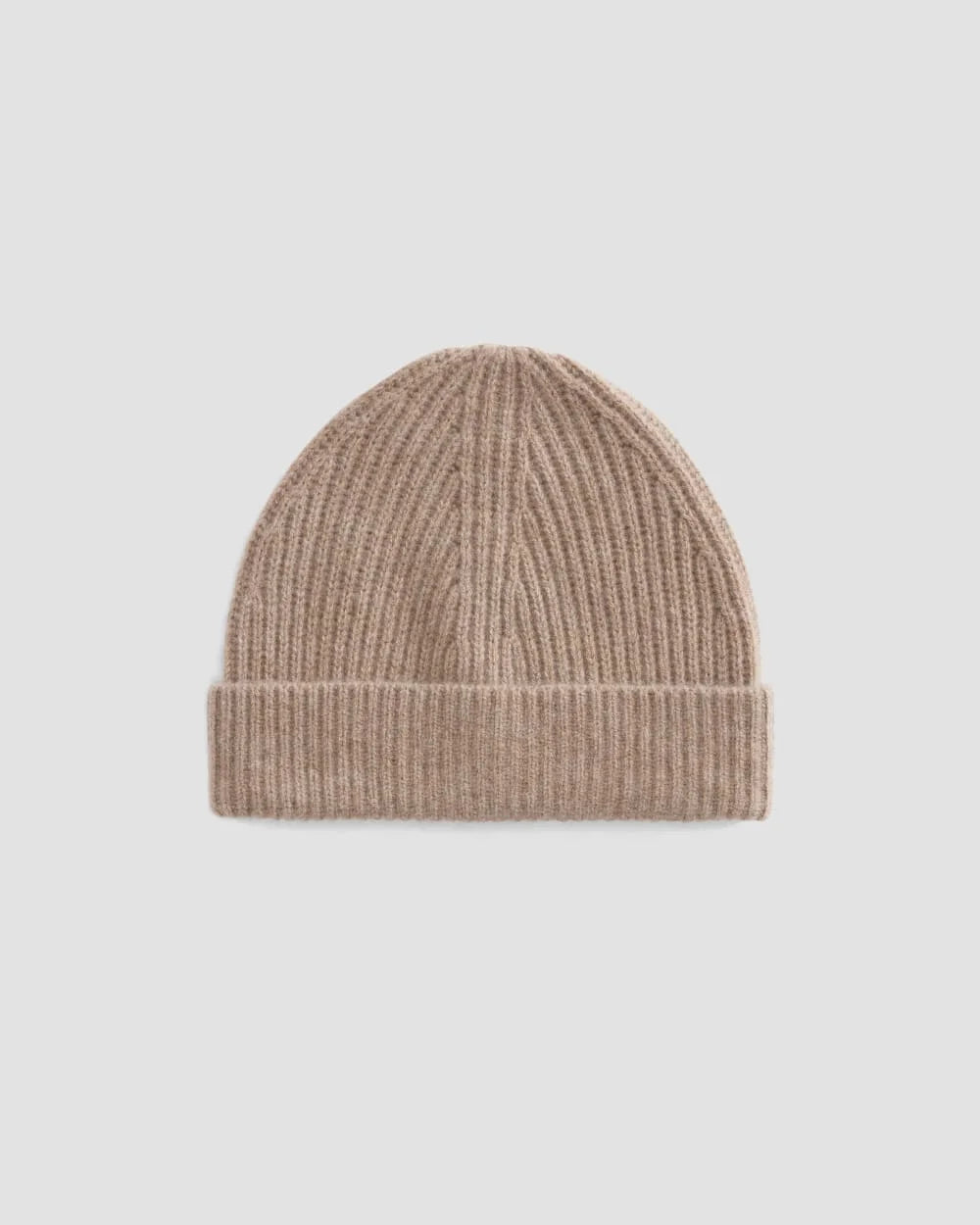 The Cashmere Fine Rib Beanie | Heathered Woodsmoke