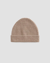 The Cashmere Fine Rib Beanie | Heathered Woodsmoke