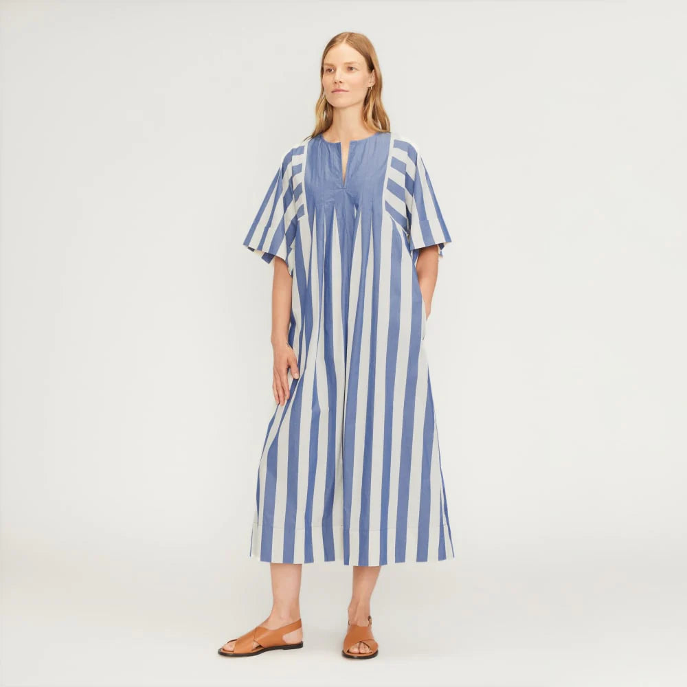 The Poplin Caftan Dress | Mazarine Blue / Bone