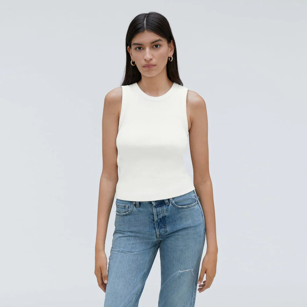 The Ribbed Cutout Tank | White