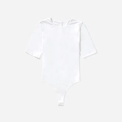 The Short-Sleeve Crew Neck Bodysuit | White | Thong
