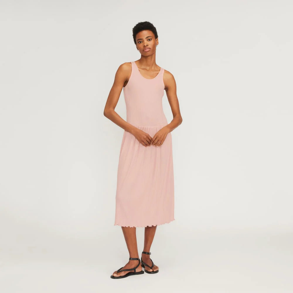The Rib Soft Knit Scoop-Neck Dress | Petal Pink