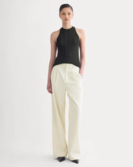 The Pointelle Racerback Tank in Ultrafine Merino | Black