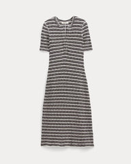 The Rib-Knit Henley Dress | Bone / Black