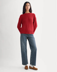 The Cotton Honeycomb Square Crew | Berry Red