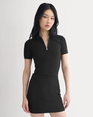 Knit Quarter-Zip Polo | Black