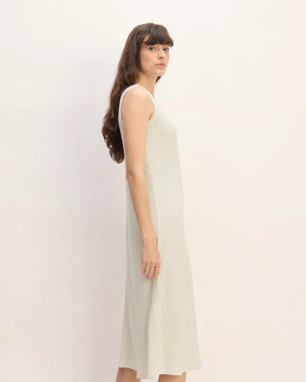 The Rib-Knit A-Line Tank Dress | Bone
