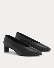 Made in Italy Almond-Toe Pump | Black Leather