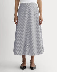 The Midi Skirt in Ultrasoft Cotton | Optic White / Black