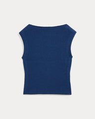 Boat-Neck Ribbed Knit | Estate Blue
