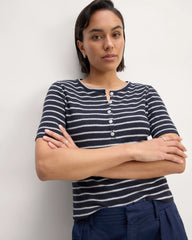 The Vintage Rib Henley | Navy / Bone