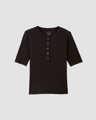 The Vintage Rib Henley | Black