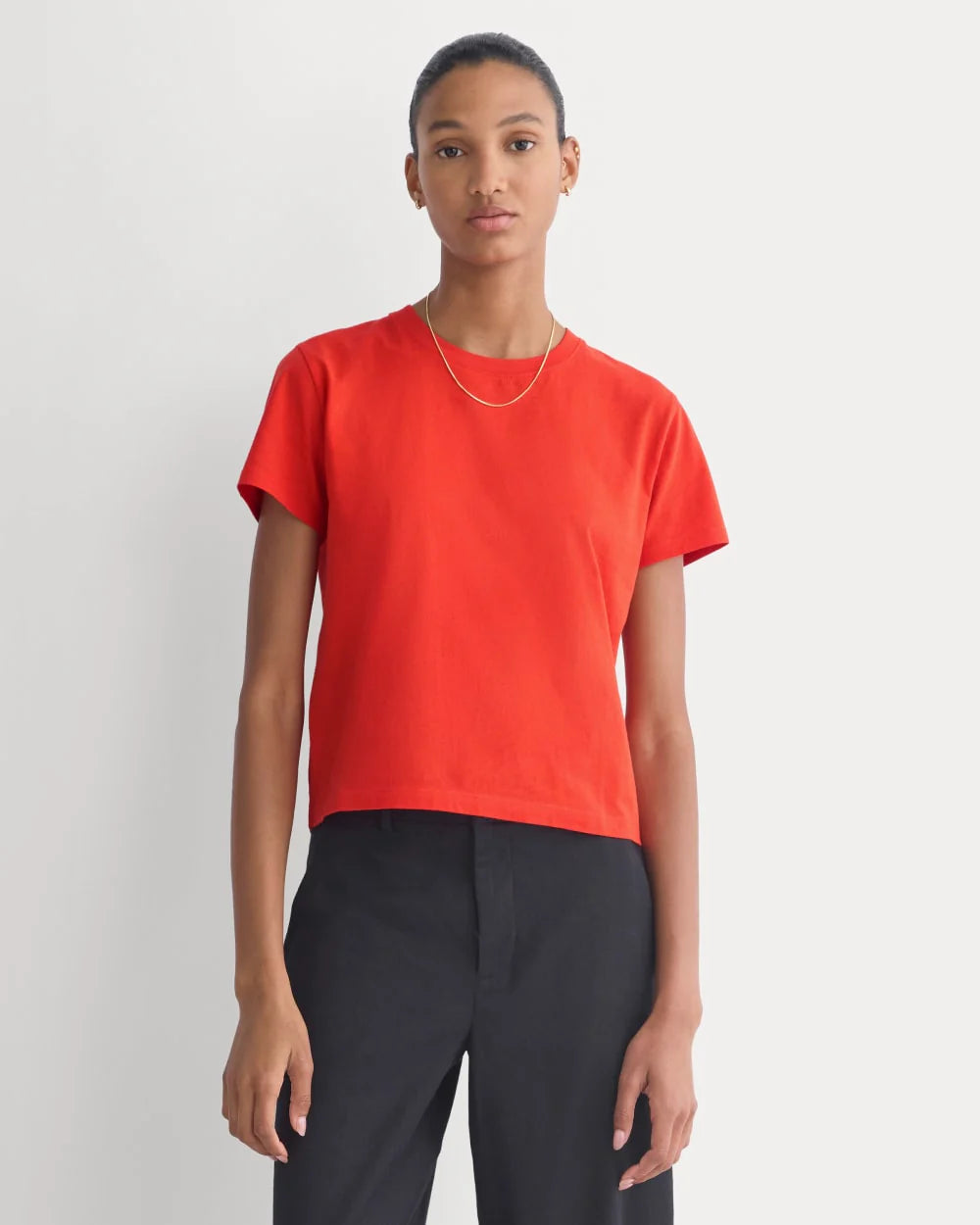 The Box-Cut Tee in Essential Cotton | Fiery Red | No Pocket