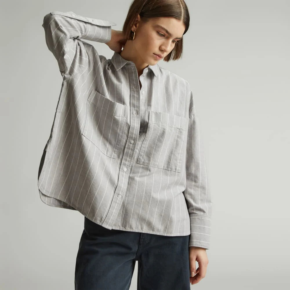The Boxy Oxford | Chocolate Brown / White