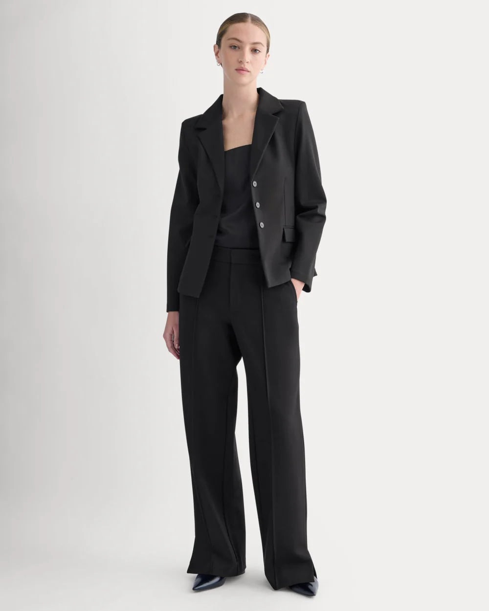 Ponte Wide-Leg Trouser | Black