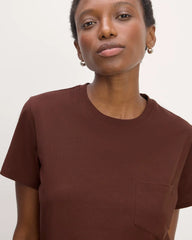 The Box-Cut Tee in Essential Cotton | Dark Mahogany | Pocket