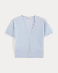 Lace Trim Cardigan in Fine Linen | Skywriting
