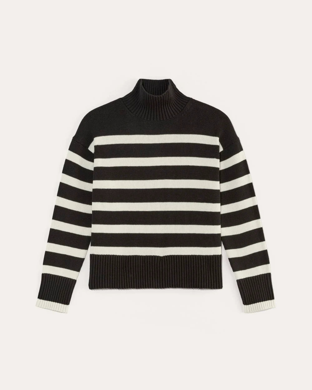 The Boxy Turtleneck in Everyday Cotton | Black / Canvas