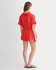 Flowy Short in Linen | Fiery Red