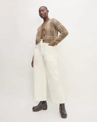 The Alpaca V-Neck Cropped Cardigan | Wheat / Lightest Taupe