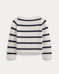Striped Boatneck Sweater in Everyday Cotton | True Navy/Bone
